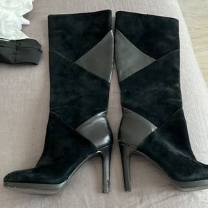 Antonio Melanie Black leather/suede high heel boots